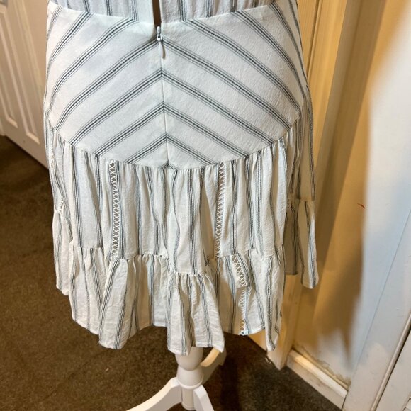 Reiss Women’s Dress Size 12 Sofia Flippy Striped Mini White Green Stripe - Picture 10 of 14